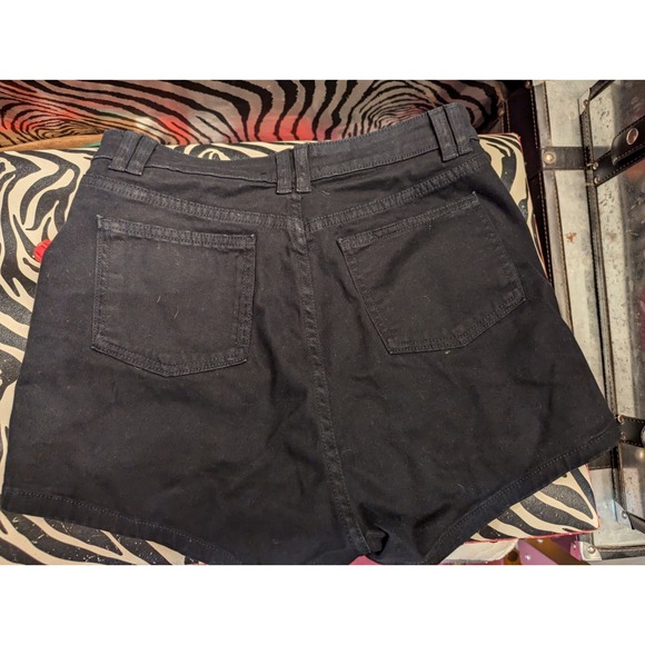 American Apparel USA made black denim jean shorts womens 30/31 zipper leg accent - Picture 8 of 8